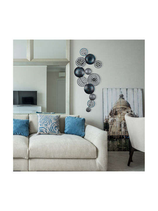 Geometric Wall Decor Element Bronte Navy Blue Made of Metal 90x8x42cm