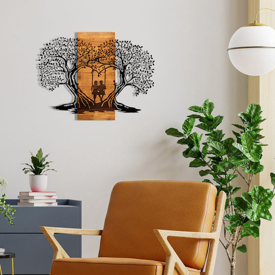 Wallity 3D Gemischte Kunst Schwarzes Hölzernes 76x58cm