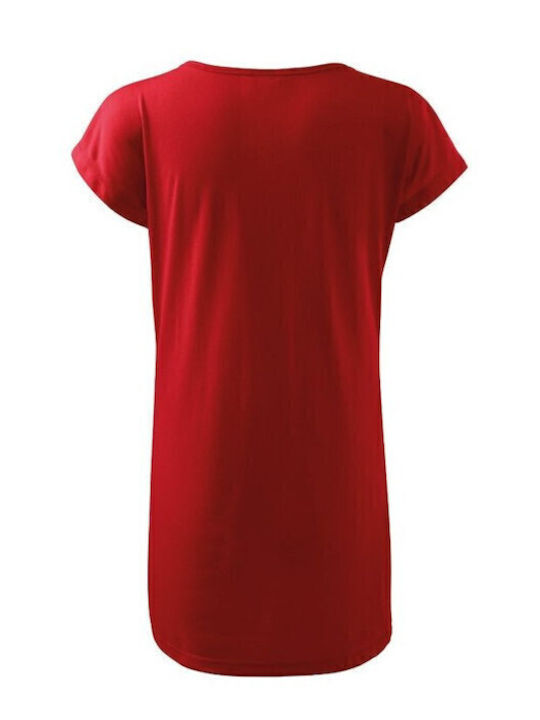 Sommer Mini Sportliches Damenkleid T-Shirt Kurzärmelig Rote