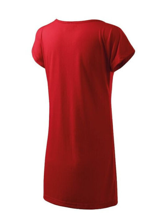 Sommer Mini Sportliches Damenkleid T-Shirt Kurzärmelig Rote