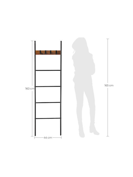 Vasagle Wall-Mounted Bathroom Ladder with 4 Positions ​44x160cm Black