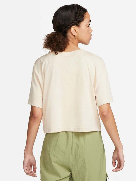 Nike Damen Sportlich Crop T-shirt Beige