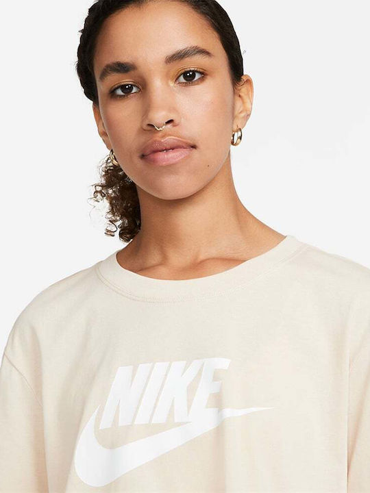 Sportswear Essential Γυναικείο Αθλητικό Crop T-shirt Μπεζ