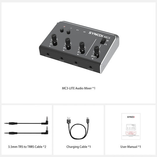 Synco MC3-LITE SY-MC3-BK Ψηφιακός Μίκτης 4.0 Καναλιών & Bluetooth