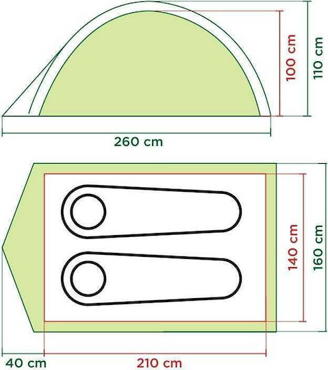 Coleman Darwin 2 Camping Tent Igloo Gray with Double Cloth 4 Seasons for 2 People Waterproof 3000mm 210x140x100cm