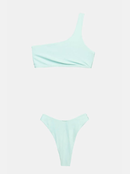 Luigi Padded Bikini Set One Shoulder Top & Brazil Bottom Light Blue