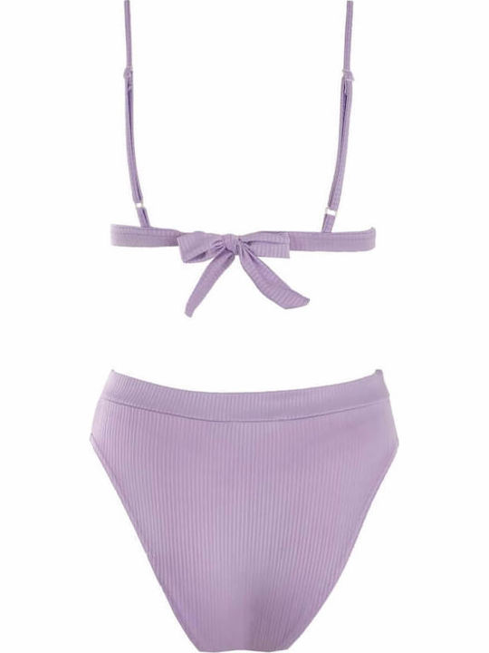 Gigi Set Bikini Τριγωνάκι Ψηλόμεσο Λιλά