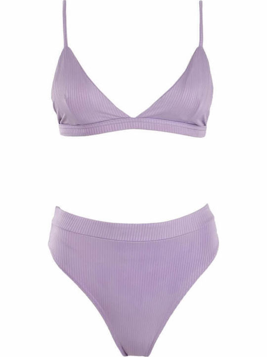 Gigi Set Bikini Τριγωνάκι Ψηλόμεσο Λιλά