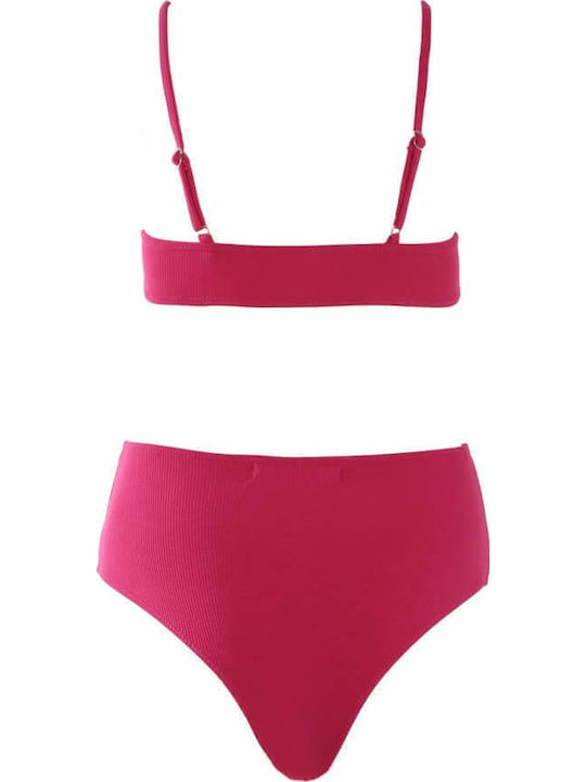 Gigi Bikini Set Sports Bra & Brazil High Waist Fuchsia