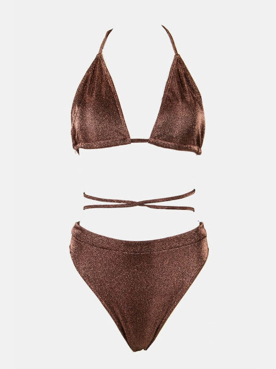 Luigi Padded Bikini Set Triangle Top & Slip Bottom Brown