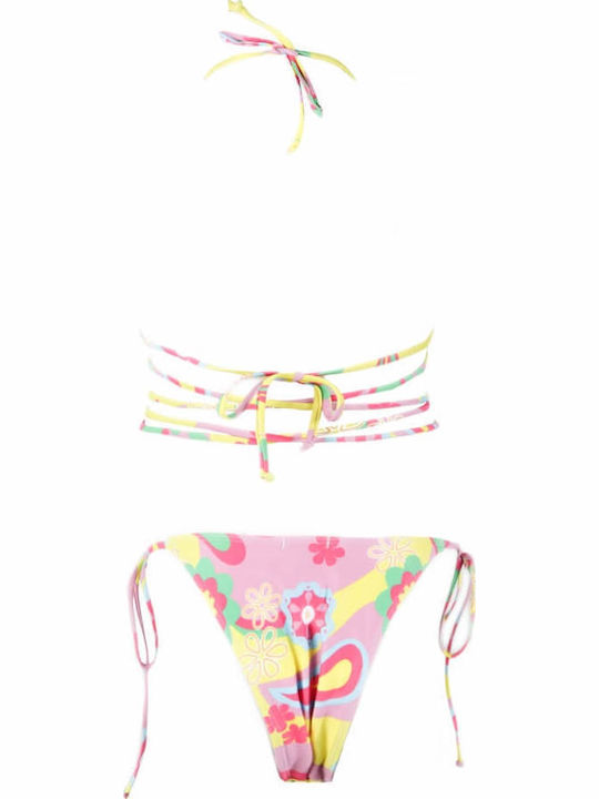Set Bikini Τριγωνάκι & Brazil Floral Κίτρινο