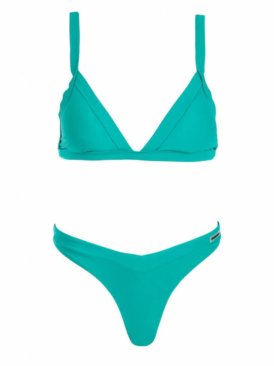 Luigi Padded Bikini Set Triangle Top & Slip Bottom with Adjustable Straps Green