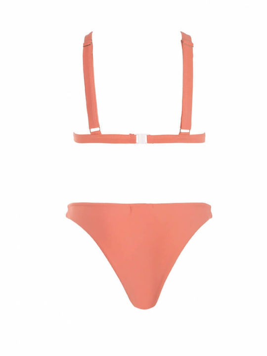 Luigi Padded Bikini Set Triangle Top & Slip Bottom with Adjustable Straps Pink