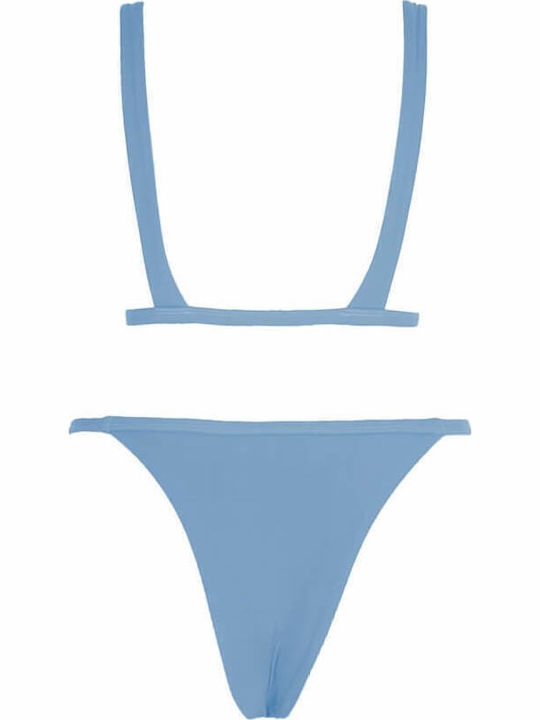 Gigi Sportiv Set Bikini Triunghi & Brazilia Talie înaltă Albastru deschis