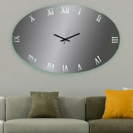 Epiplo-Fos Wall Clock Mirror Silver 140x79cm