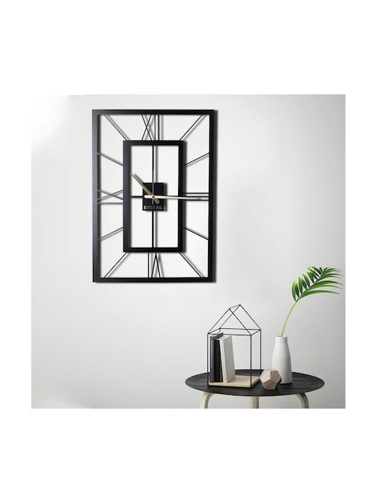 Wallity Ρολόι Τοίχου Μεταλλικό Μαύρο 70x49cm