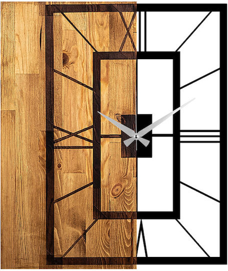 Wallity 3D Wall Clock Wooden Brown 49x3cm