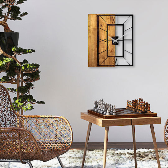 Wallity 3D Wall Clock Wooden Brown 49x3cm