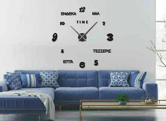 3D Wall Clock Sticker Mirror Black