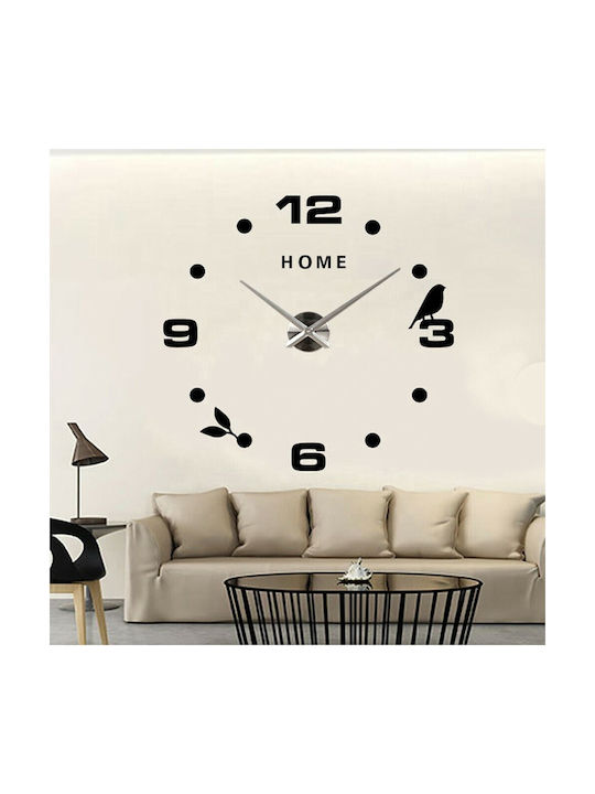 3D Wall Clock Sticker Plastic Black Ø100cm