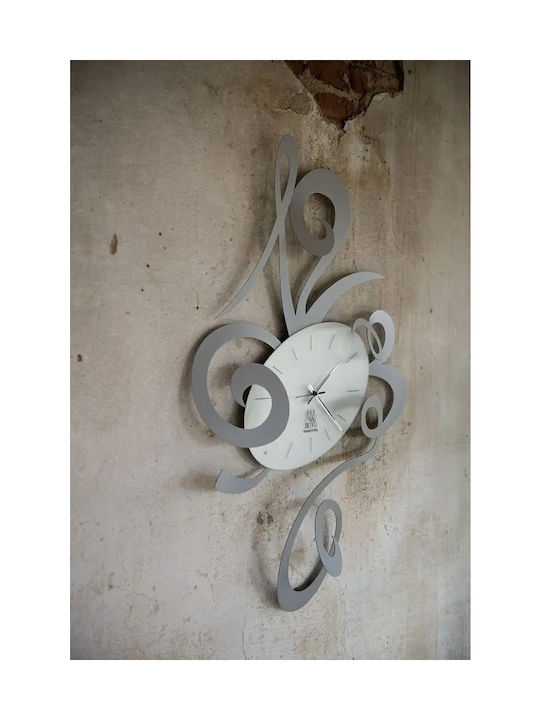 Arti E Mestieri 3D Ρολόι Τοίχου Μεταλλικό Γκρι 34x51cm