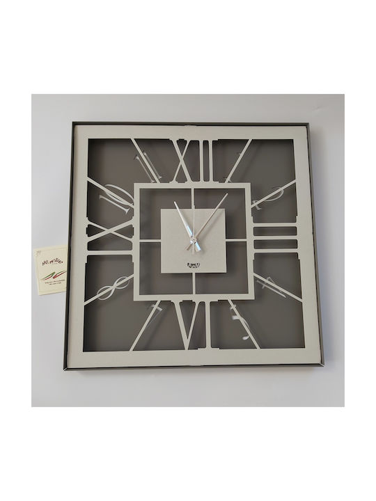 Arti E Mestieri Ρολόι Τοίχου Μεταλλικό Γκρι 50x50cm