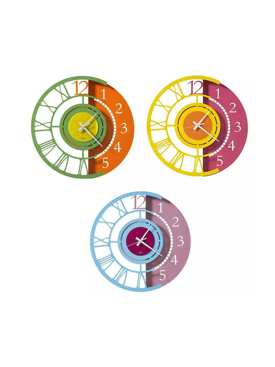 Arti E Mestieri 3D Ρολόι Τοίχου Μεταλλικό Κίτρινο Ø45cm