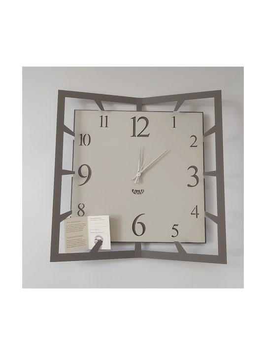 Arti E Mestieri 3D Ρολόι Τοίχου Μεταλλικό Γκρι 40x40cm