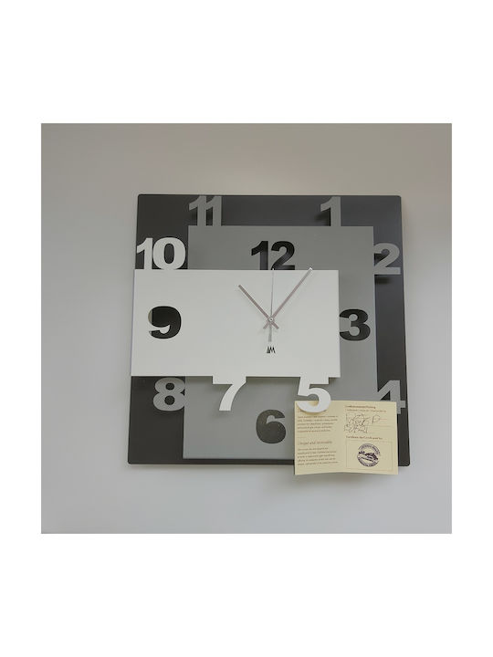 Arti E Mestieri 3D Ρολόι Τοίχου Μεταλλικό Λευκό 40x40cm