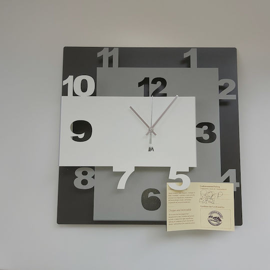 Arti E Mestieri 3D Wall Clock Metallic White 40x40cm