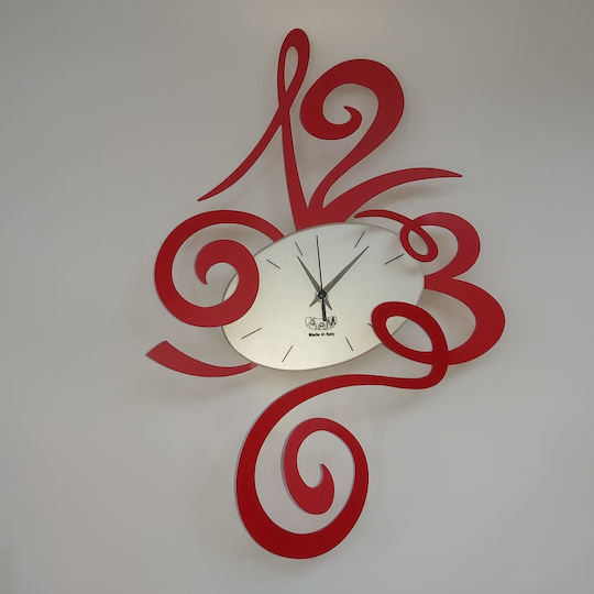 Arti E Mestieri 3D Wanduhr Metallisch Rot 51x34cm