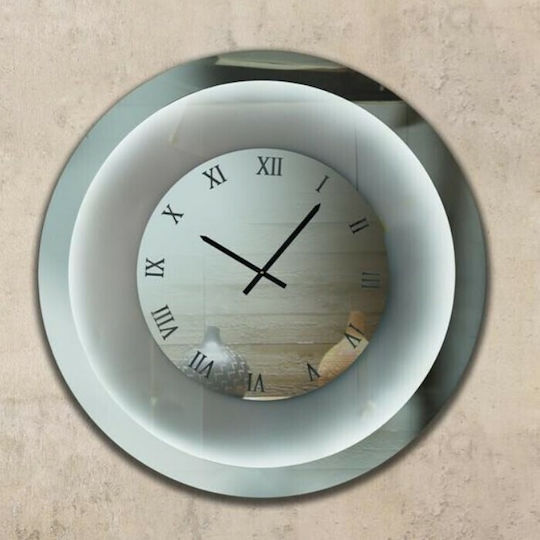 Ploumatos Ρολόι Τοίχου Καθρέφτης Ασημί Ø104cm