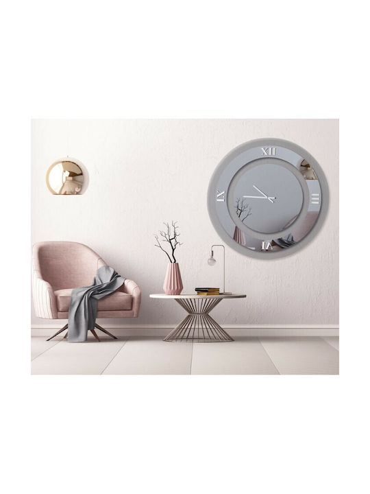 Ploumatos Wall Clock Mirror Silver Ø104cm