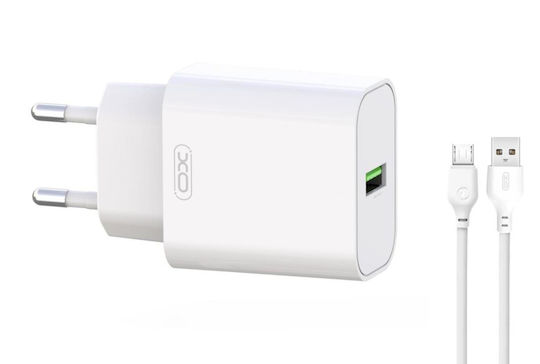 XO Φορτιστής με Θύρα USB-A και Καλώδιο micro USB 18W Quick Charge 3.0 Λευκός (L103)