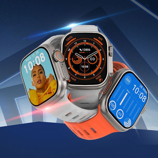 NO.1 DT8 Ultra+ 43mm Smartwatch με Παλμογράφο (Μαύρο)
