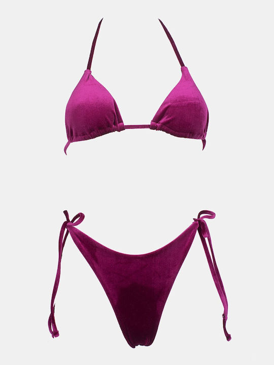 Set Bikini Dreieck mit Abnehmbarer Verstärkung & Brasilien Lila