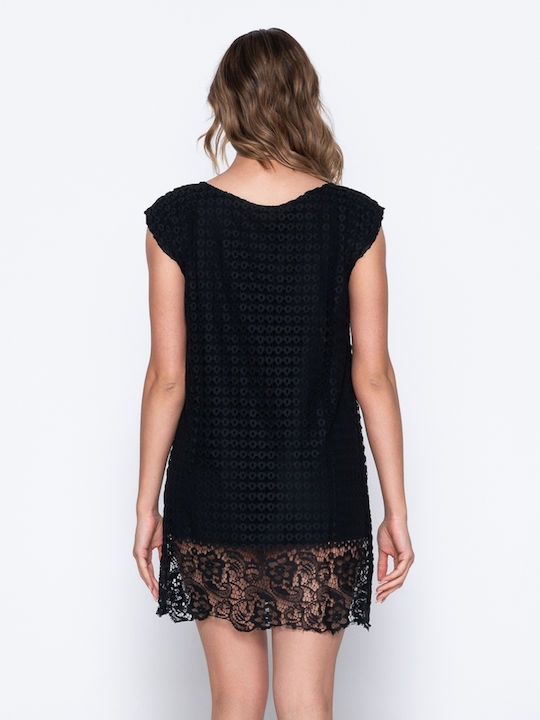 Luna Feminin Scurt Rochie de Plajă Negru