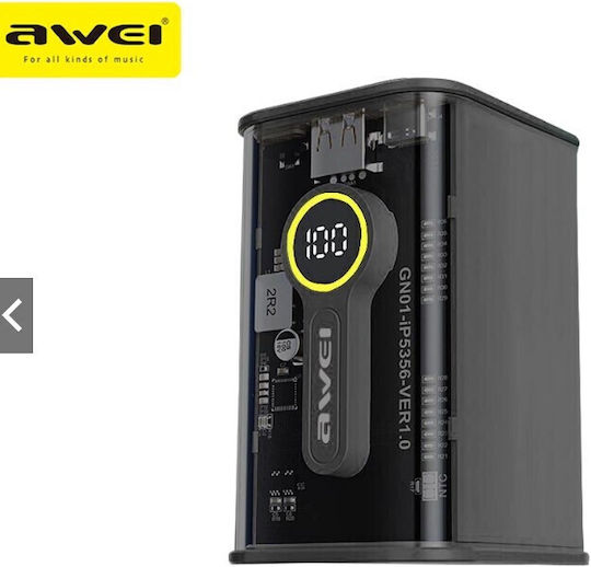 Awei P180K Power Bank 20000mAh 22.5W with USB-A Port and USB-C Port Power Delivery Black