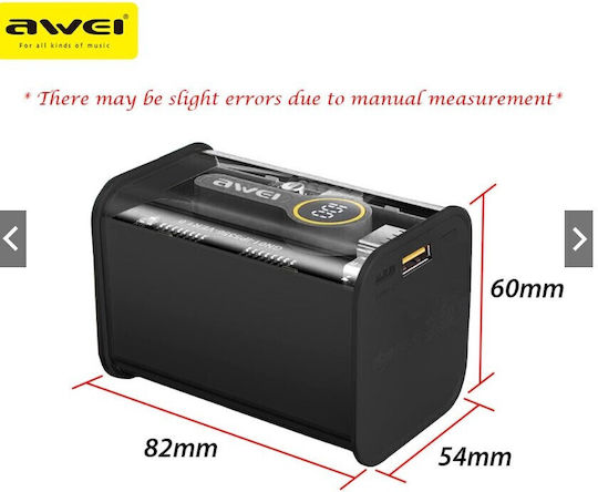 Awei P180K Power Bank 20000mAh 22.5W with USB-A Port and USB-C Port Power Delivery Black