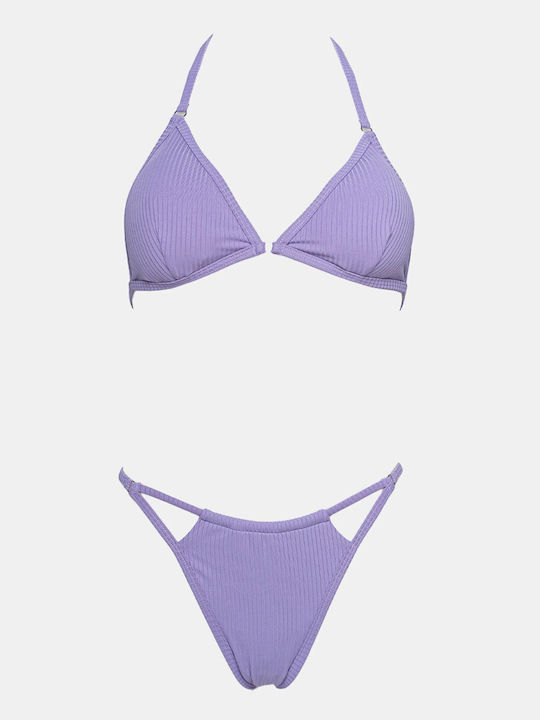 Set Bikini Triunghi Cu Burete Detașabil Lila
