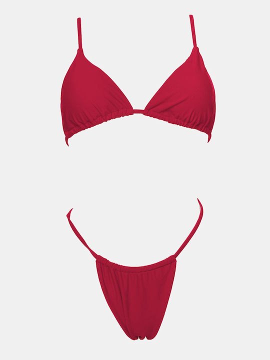 Set Bikini Dreieck mit Abnehmbarer Verstärkung Hohe Taille Rote