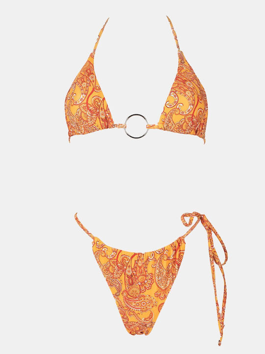 Set Bikini Dreieck mit Abnehmbarer Verstärkung & Brasilien Orange