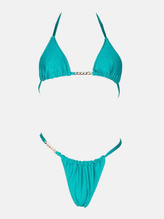 Set Bikini Dreieck & Brasilien Hohe Taille Petrol