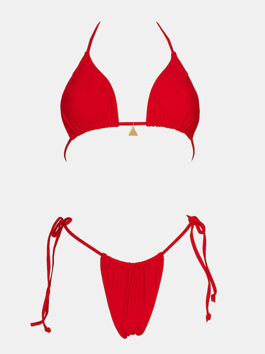 Bikini-Set Hohe Taille Rot