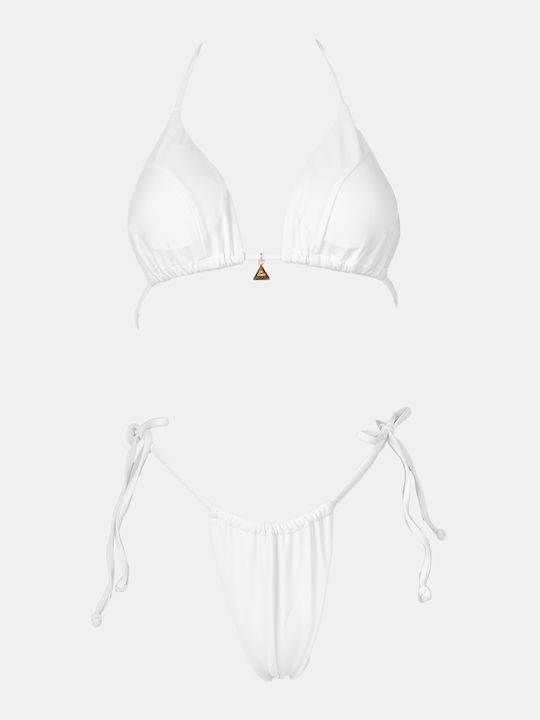 Set Bikini Triunghi & Brazilia Talie Înaltă Alb