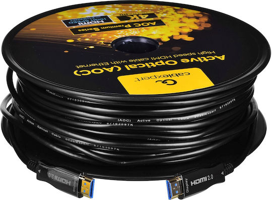 Cablexpert Active Optical HDMI 2.0 Premium High Speed 4K 60Hz HDR Cable HDMI male - HDMI male 50m Μαύρο