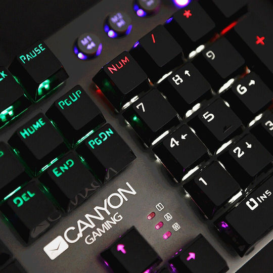 Canyon Nightfall Gaming Mechanical Keyboard with Custom Black Switches and RGB Lighting English US