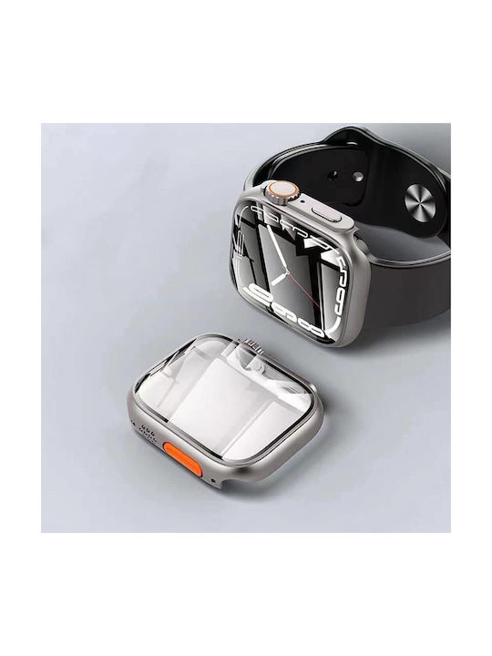 Tech-Protect Defense 360 Plastic Case with Glass Titanium / Orange for Apple Watch 45mm