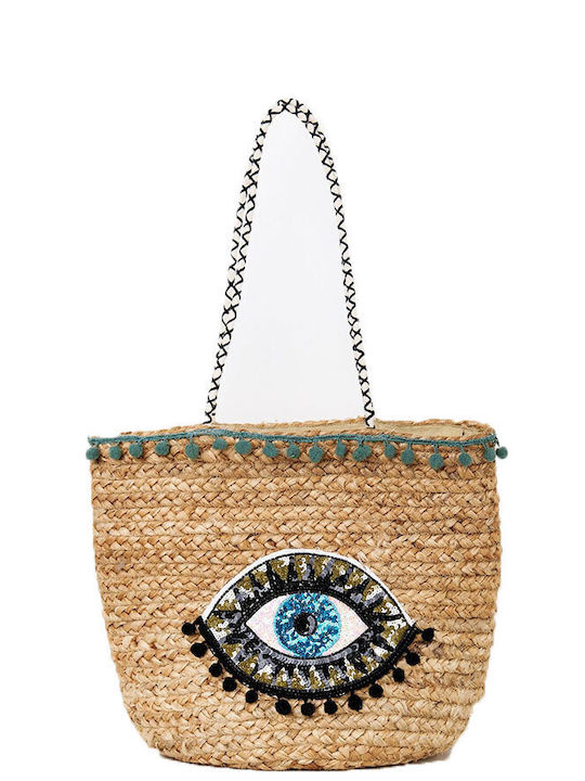 Fullah Sugah Beach Bag with design Eye Beige