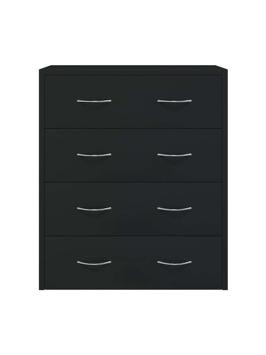 Wooden Chest of Drawers with 4 Drawers Black 60x30.5x71cm